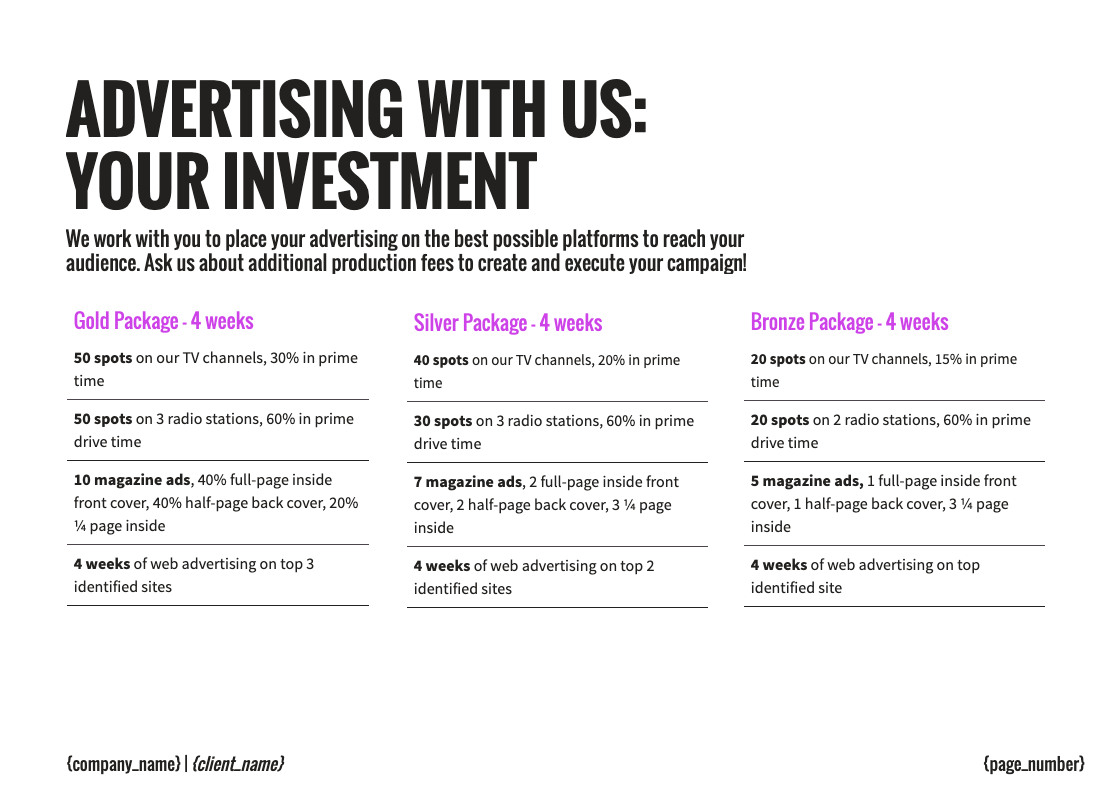 Advertising Proposal Template