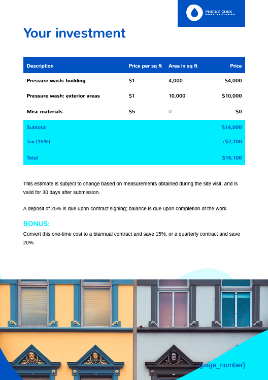 Pressure Washing Proposal Template